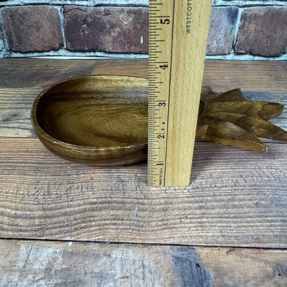 Vintage Hand Carved Wooden Pineapple‎ Bowl Trinket Candy Dish Philippines 8